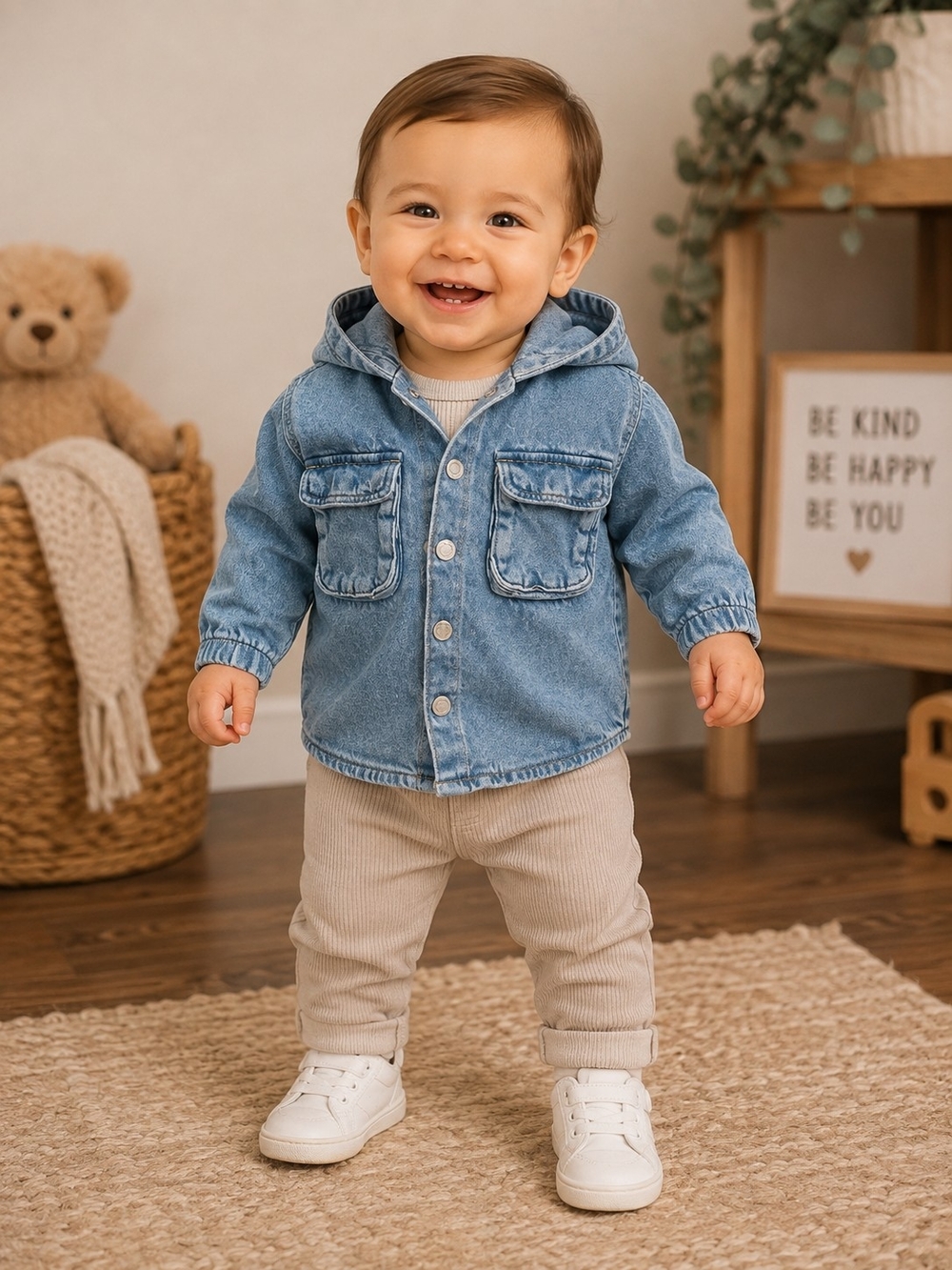 Zara Baby 12-18M Hooded Denim Jacket Oversized Utility Shacket Unisex
